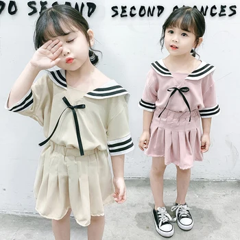 

Children's wear girls college style suit 2020 summer female baby chiffon jacket skirt two-piece suit kids girls clothes outfits