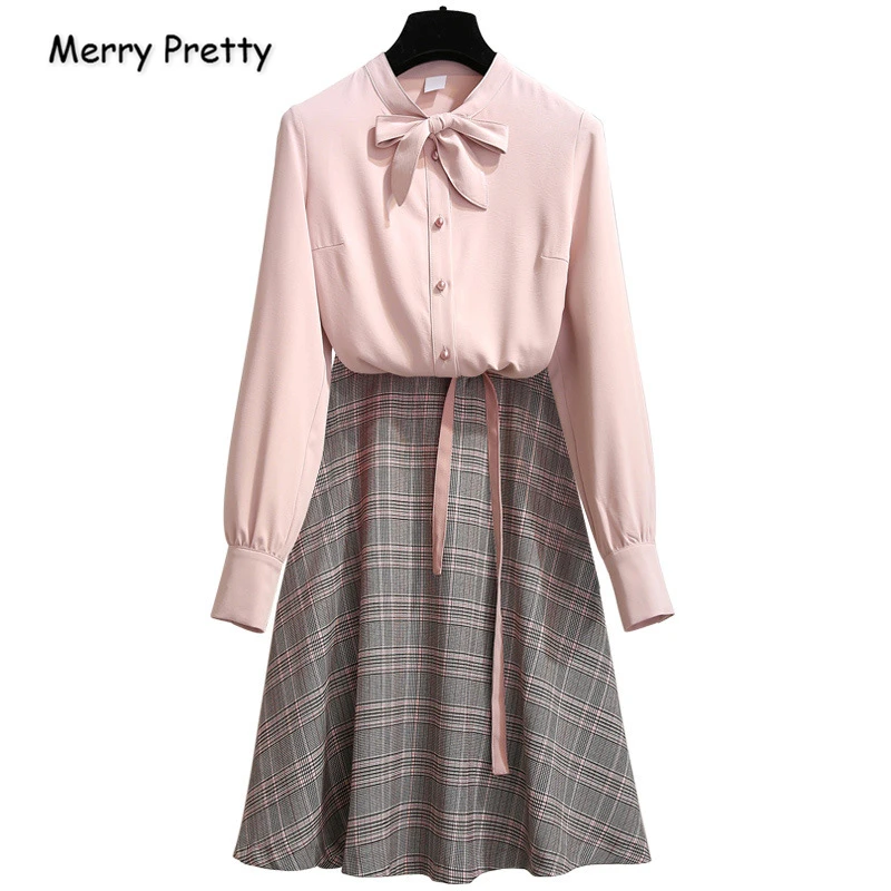 Комплект из двух предметов Merry Pretty Женский однотонная розовая блузка с длинным