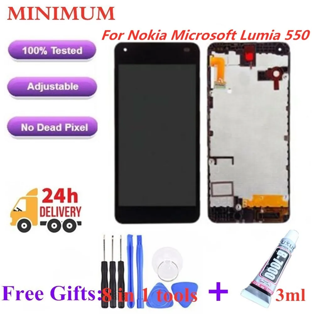 

For Microsoft For Nokia Lumia 550 LCD Display Touch Screen Digitizer Assembly + Frame Replacements For Nokia 550 4.7" Screen