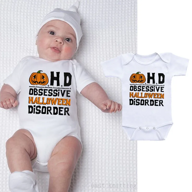 

2018 Summer August Halloween New Style Pumpkin HD English Pattern Printed Hot Selling Baby Onesie