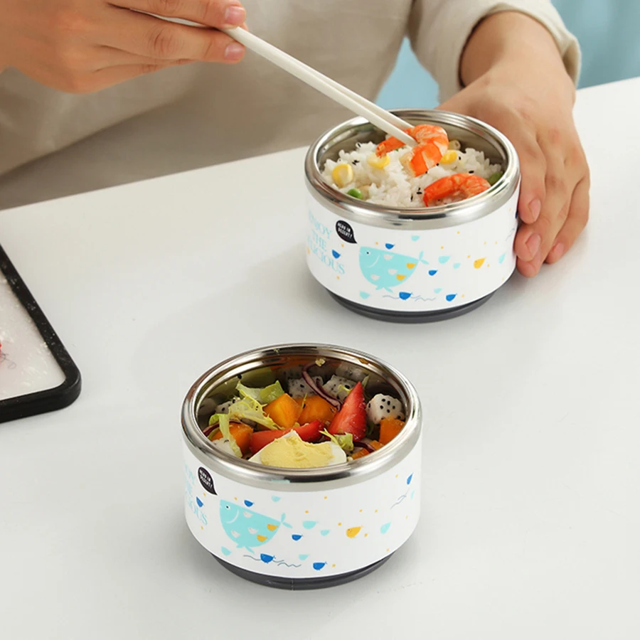 WORTHBUY детская коробка для обеда милый герметичный из нержавеющей стали Bento Box Дети Портативный пикника школьный контейнер для еды, судок для детей