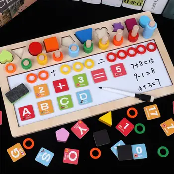 

Kuulee Multifunction Wooden Count Numbers Matching Building Blocks Early Learning Math Toy