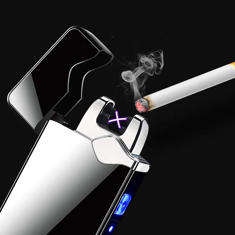 Новинка 2019 USB зажигалка с двойной дугой Светодиодный дисплей питания