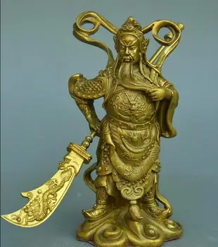 

Collect Chinese Dynasty Palace Copper Brass Dragon Robe Guan Gong Guan Yu Staue
