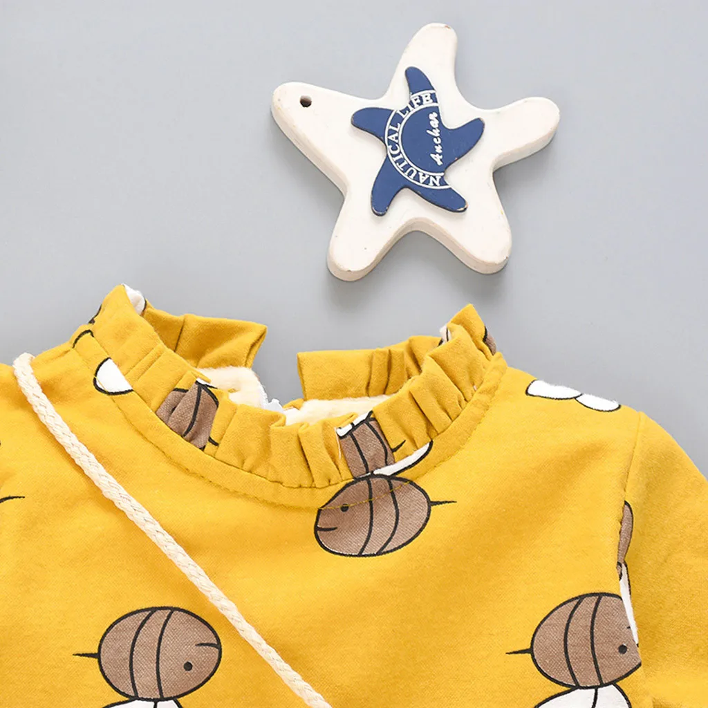 TELOTUNY/платье для маленьких девочек, комплект одежды для малышей, детская одежда с принтом пчелы, комплект принцессы, утепленная сумка для одежды, детская одежда, Vestido 916