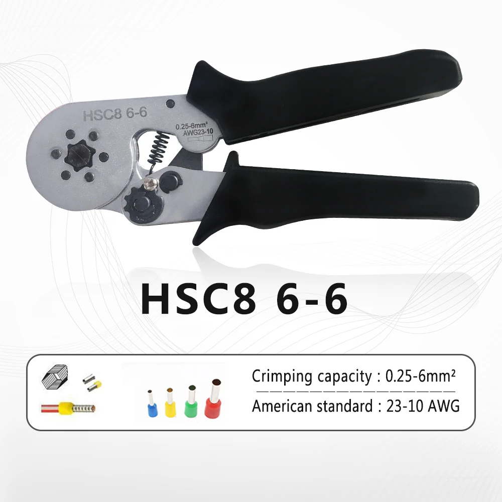 HSC8 6-4A HSC8 6-6 трубчатые обжимные инструменты Мини Электрические плоскогубцы 23-7AWG 6-4A/6-6A 0,25-6mm2 Высокоточный набор зажимов - Цвет: HSC8 6-6B