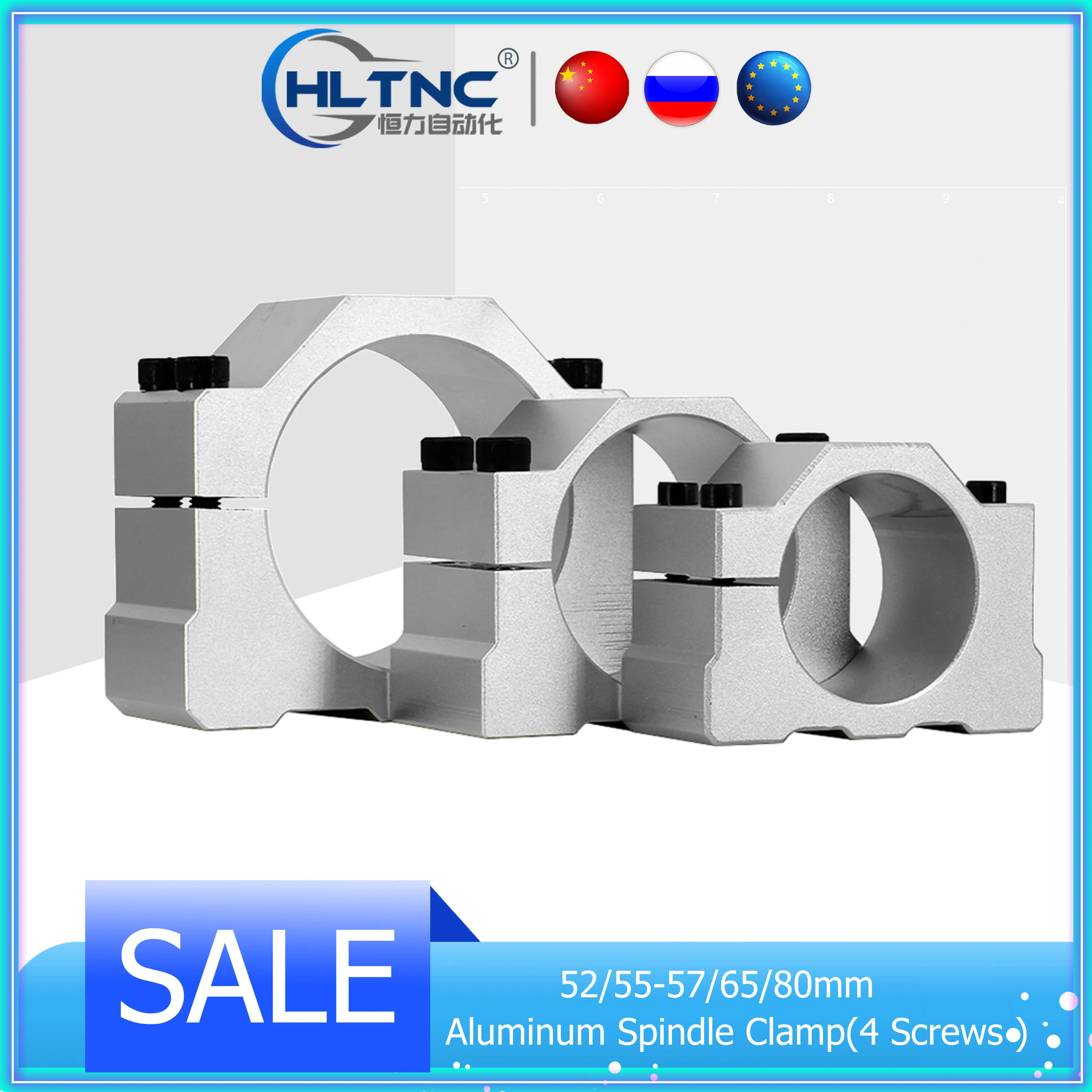 52mm 55/57mm 65mm 80mm Aluminum Spindle Clamp Bracket with 4pcs Screws ...