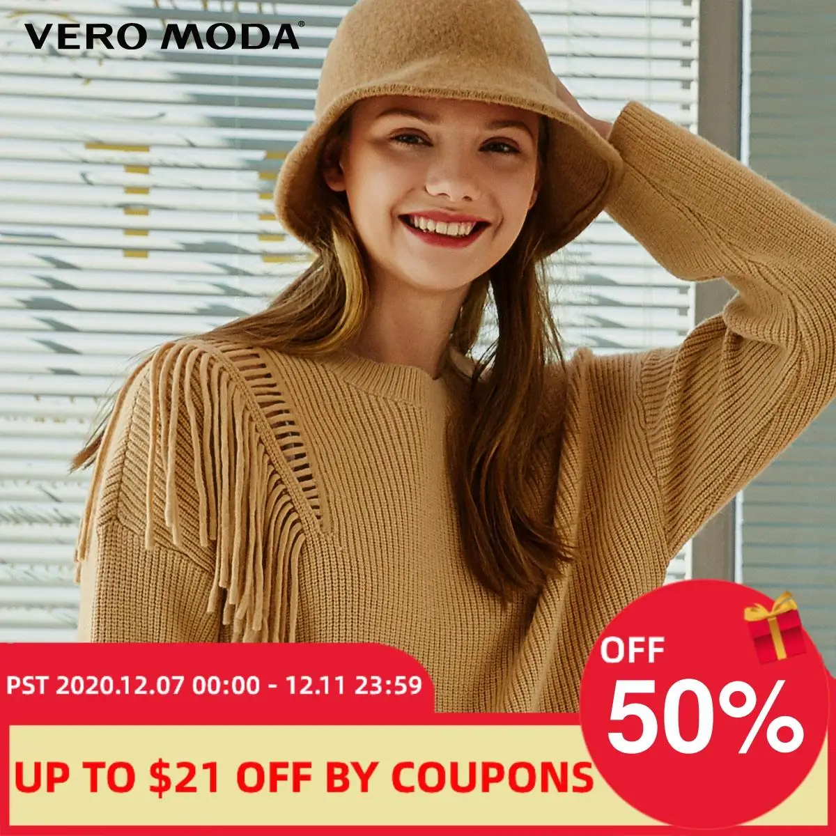 

Vero Moda Women's Asymmetric Cut Out Tassel Long Sleeve Sweater Knit Top | 319413533