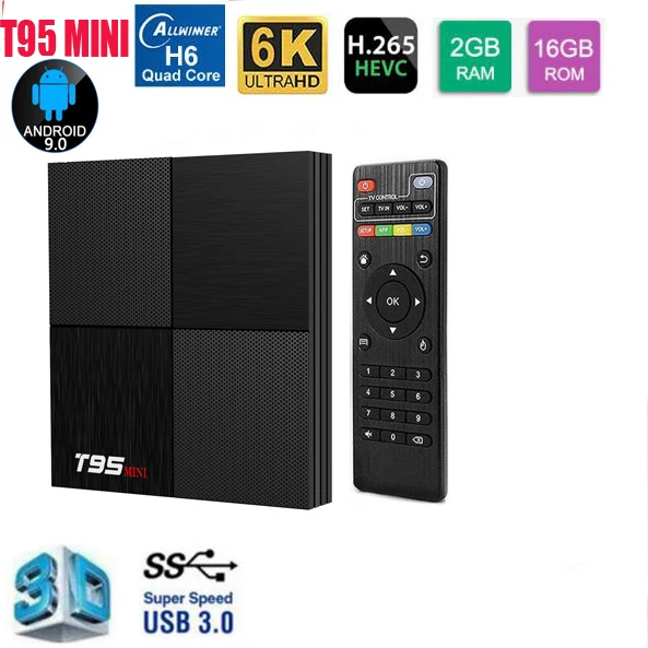 20 шт./лот T95 Мини Android 9,0 Smart tv Box 6k Allwinner H6 четырехъядерный 2 Гб 16 Гб 2,4 ГГц