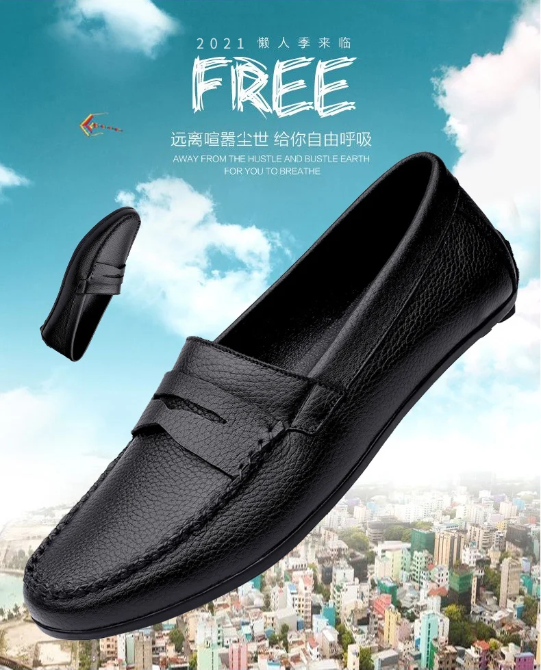 Mayba Männer Slipper Rindsleder Schuhe hochwertige Freizeit schuhe Flat Slip auf Größe 37-46 – Detail 4