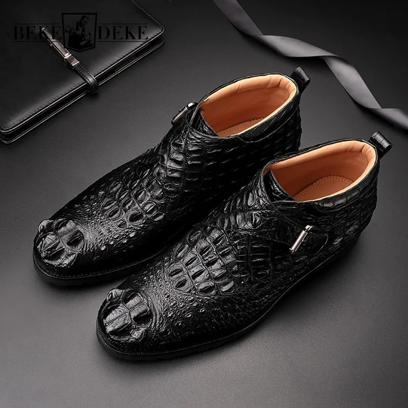 round toe alligator boots