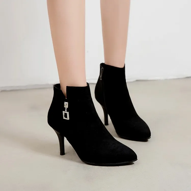 

Big Size 9 10 11-14 boots women shoes ankle boots for women ladies boots shoes woman winter Metal trim tip