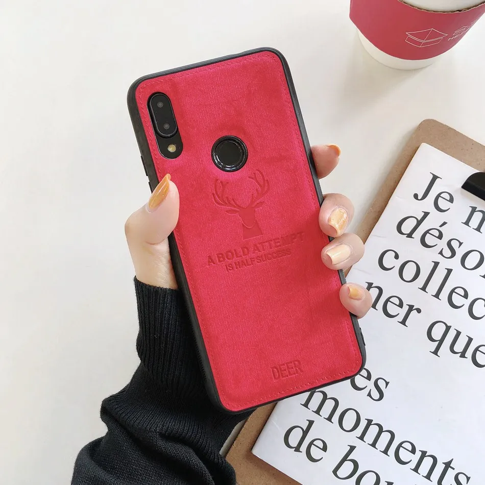 Red Чехол для чехол на Xiaomi Redmi Note 7/Note 6/Note 5 Pro/Note 8 Pro чехол модный силиконовый чехол с рисунком лося из ТПУ с текстурой ткани для Xiaomi mi A2 lite - Цвет: Red
