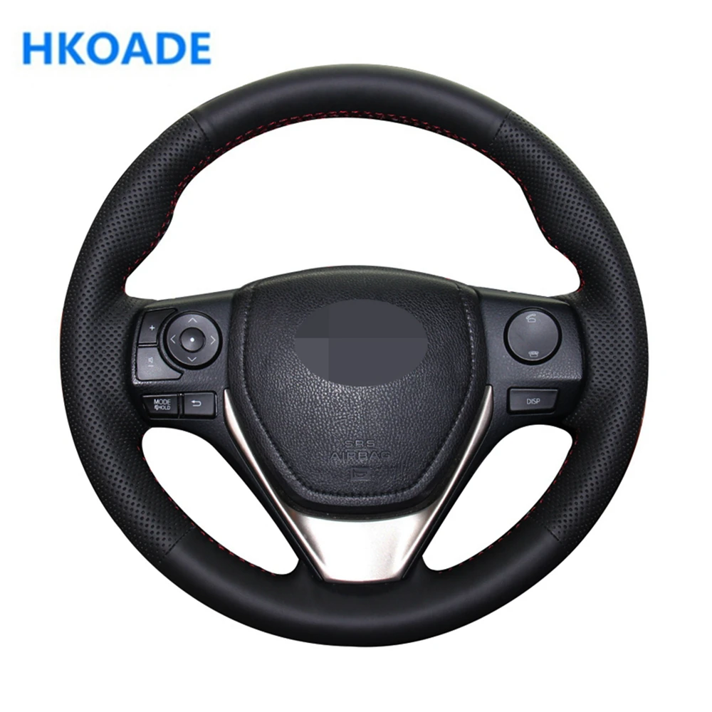 DIY черный чехол из искусственной кожи на руль для Toyota E'Z RAV4 2013-2019 Corolla 2013-2017 Scion iM