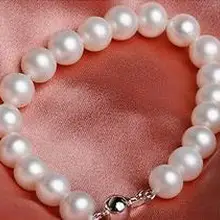 Потрясающий 9-10 мм круглый белый жемчужный браслет с южным морем 7,5-8 дюймов