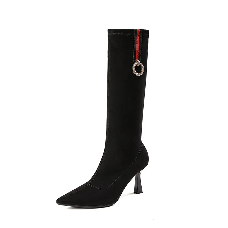 

1999-11 WOMEN'S Boots Autumn And Winter New Style 2019 Pointed-Toe Elasticity Thigh Boot Women's Thin Heeled Versitile Fashion K