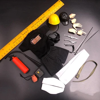 

1/6 Scale Explorer Engineering Fireman Clothes Helmet Tools Set for 12''Figures Accessories Models