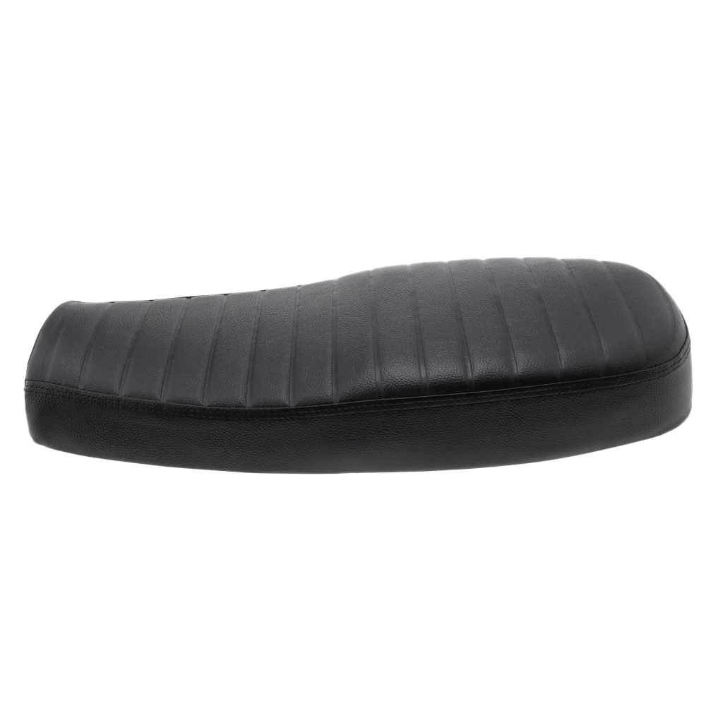 Motorcycle PU Leather Cafe Racer Seat Black Waterproof Universal Fit