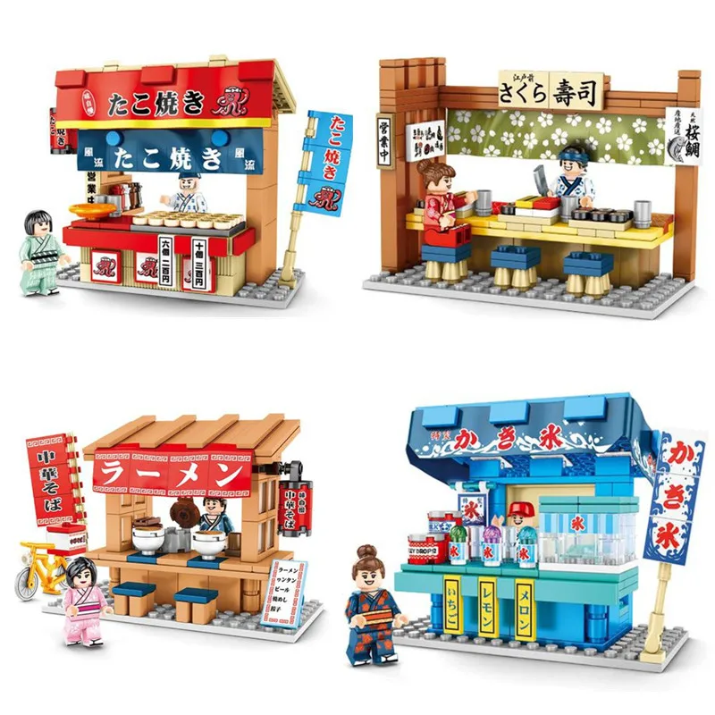 

2020 City Creator Mini Street View Barbecue Shop Sushi Shop Shaved Ice Shop Ramen Museum Building Blocks Bricks Legoinglys Toys