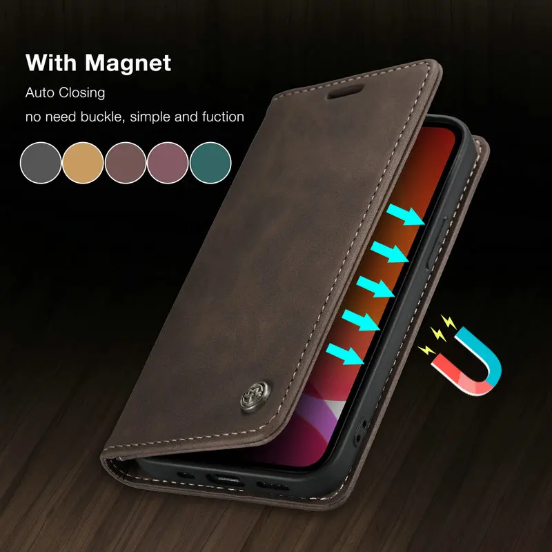 Vintage Leather Wallet Phone Case with Card Holder