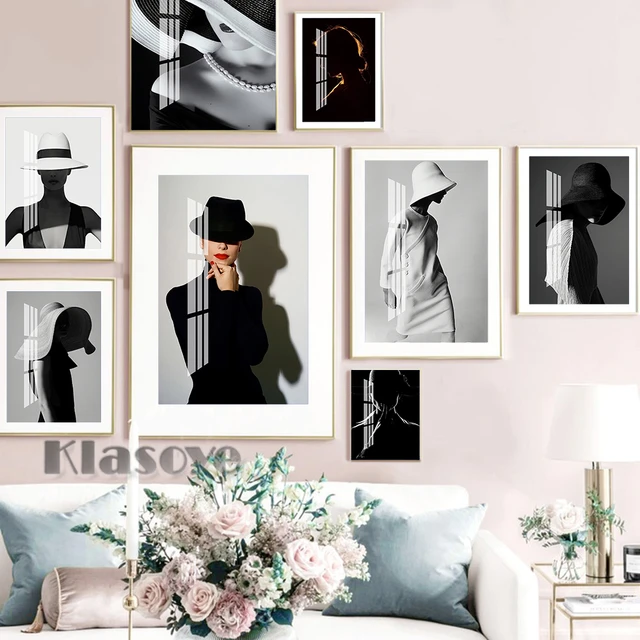 Luodroduo Fashion Wall Art Bathroom Decor Prints Set of 6 Pink Black and  White Glam Glitter Tissue Canvas Poster Pictures Photos Bathroom Artwork  Wall