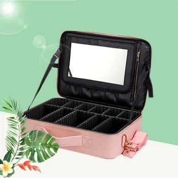 

women travel organizer Professional cosmetic makeup bag case for cosmetics storage make up suitcase train beauty box with mirror