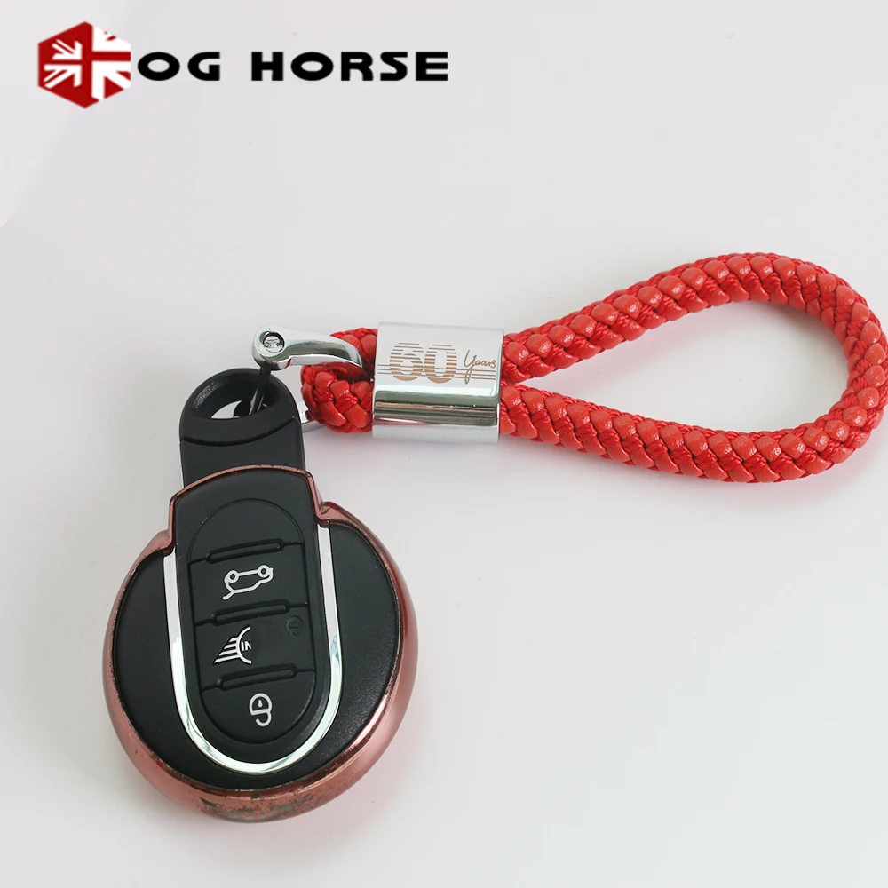 

60th anniversarl Car Key Ring Keychain Holder Rope Pendant Ring Decor For MINI Cooper F54 F55 F56 F57 F60 R55 R56 Accessories
