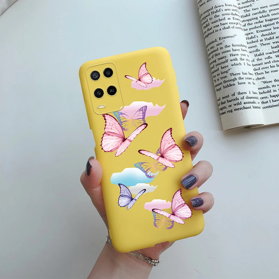 For OPPO A54 A 54 2021 Case Flower Silicon Phone Cover For OPPOA54 CPH2239 CPH2195 A 54 5G Shockproof Soft Bumper 6.5" Cute Case