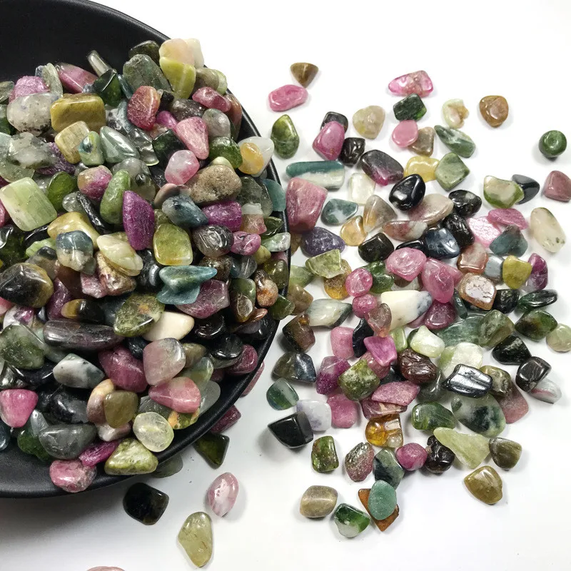Wholesale 100g 8-12mm Natural Rainbow Tourmaline Gravel Polished Tumbled Gemstone Crystal Stones and Crystals | Дом и сад