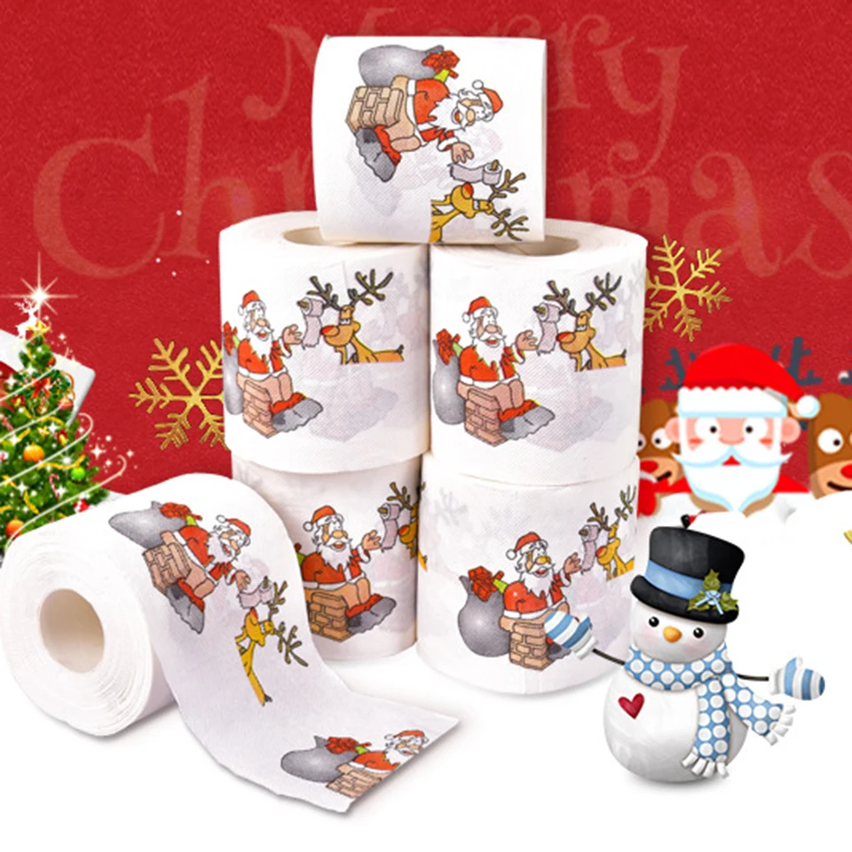 Tronzo Рождество туалетная бумага 2 слоя Рождество Санта Клаус Олень Туалетная рулонная бумага ткани гостиной Декор туалетной ткани подарок