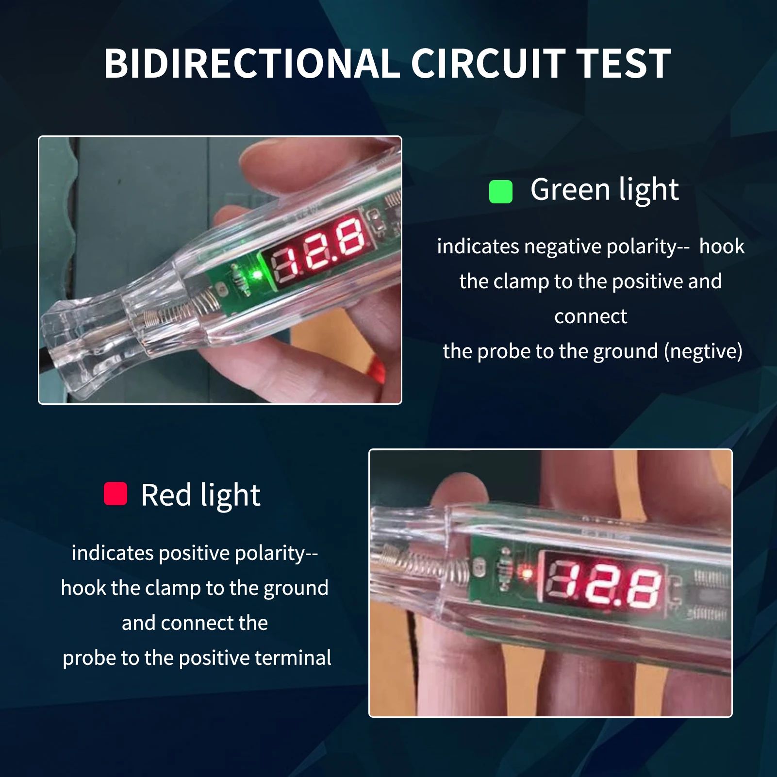 AWBLIN 자동차 테스트 라이트 디지털 LED 회로 테스터, DC 2.6V-32V, 자동 전기 테스터 라이트 도구, 전압계 및 프로브 포함