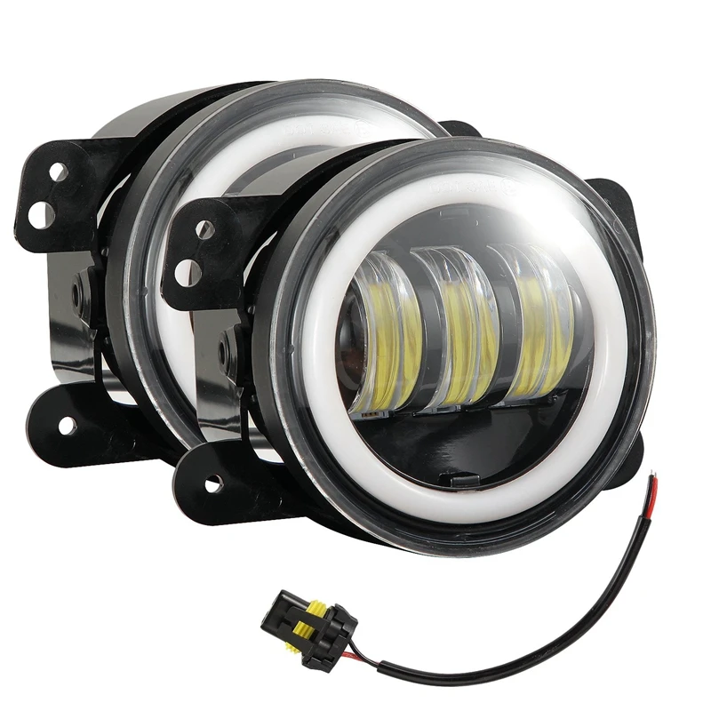 2PCS 4 Inch 30W Round LED Driving Light with Turn Signal Through Fog for Jeep Wrangler Dodge(Golden Light) | Автомобили и