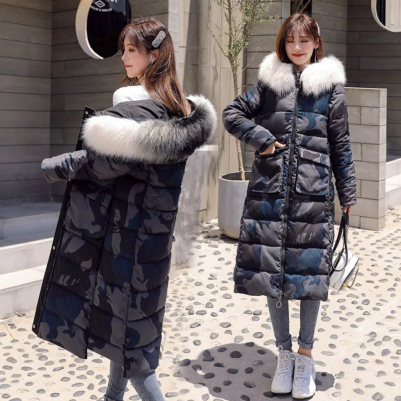 

2019 New Style Cotton-padded Clothes Women's Mid-length Thick down Jacket Cotton-padded Clothes over-the-Knee Reversible Winter
