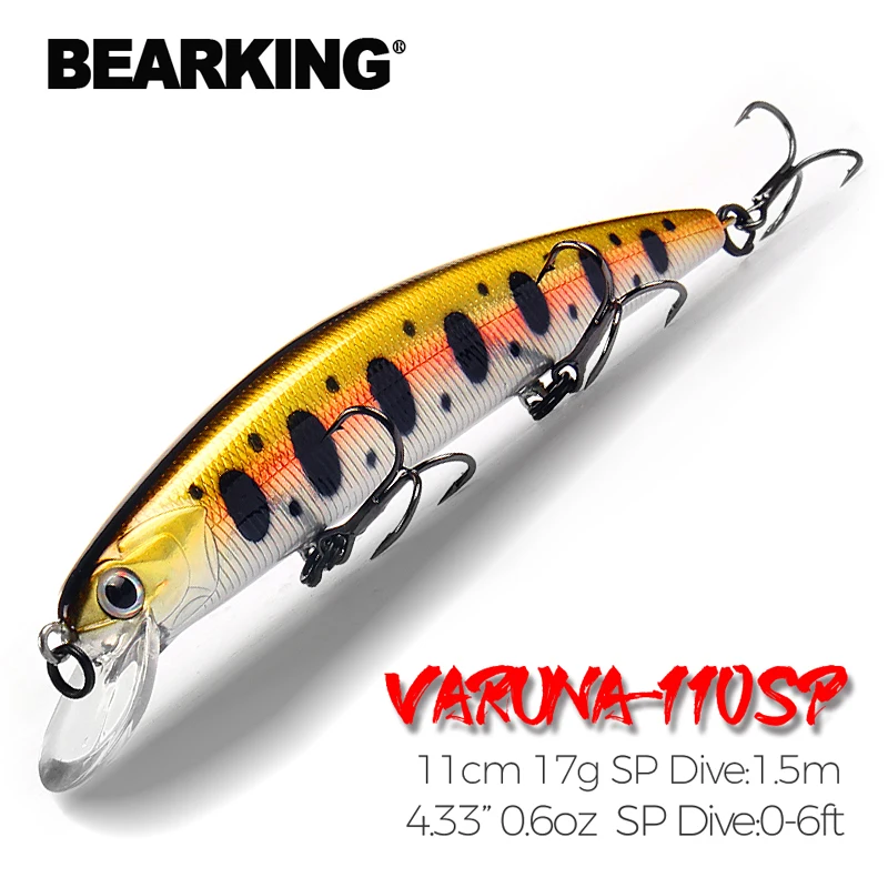 Bearking 11cm 17g Dive 1.5m super weight system long casting SP minnow  New model fishing lures hard bait quality wobblers