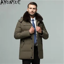AYUNSUE Mne's пуховик длинное зимнее пальто утиный пух пальто теплый плюс размер мужской пуховик перо мужская ветровка 8-788 KJ3047
