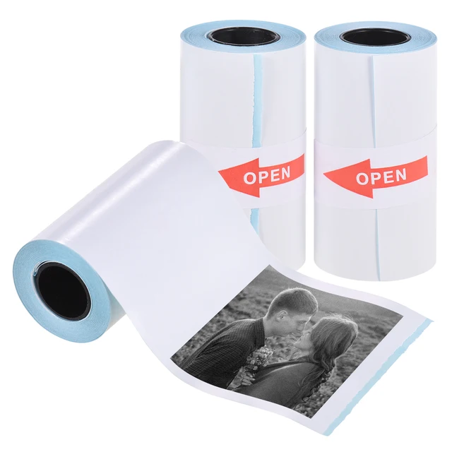 Rollo de papel térmico para impresora fotográfica instantánea, Papel de recibo sin BPA, larga duración, 10 años, 57x30mm, 3 rollos