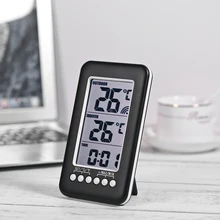 Цифровой термометр с функцией часов для наружного использования в помещении с ЖК-дисплеем, беспроводной измеритель температуры, электронный термометр, метеостанция