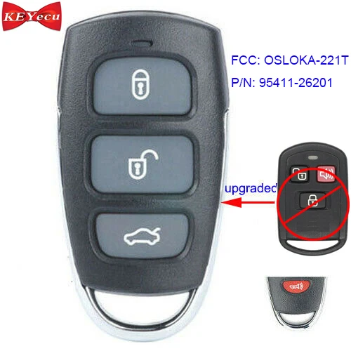 

KEYECU for Hyundai Santa Fe 2004 2005 2006 Upgraded Remote Key Fob FCC ID: OSLOKA-221T P/N: 95411-26201