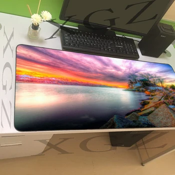 

XGZ Beautiful Sunset Beach Large Game Mouse Pad Locking Edge Custom Computer Desk Mat Slip Lol Csgo Gamer 60x30/90x40 Xxl