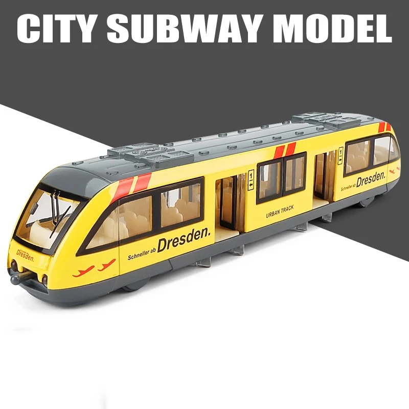 Subway yellow no box 1: 64 Высокая Имитация скольжения поезд метро трамвай метро сплав модель Металл, полученный литьем под давление развивающая игрушка автомобиль транспортных средств Горячие катушки - Цвет: Subway yellow no box