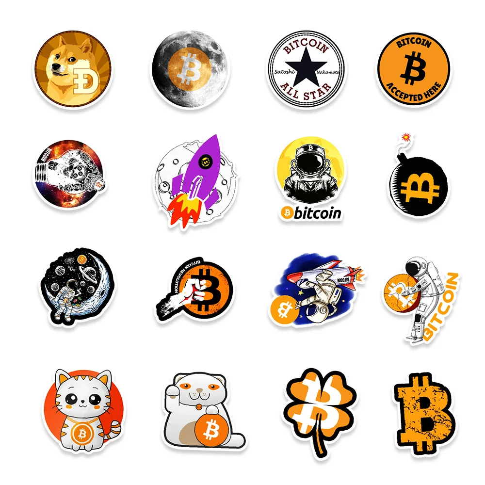 10/30/50PCS Crazy Bitcoin Graffiti Waterproof Sticker Suitcase Notebook Refrigerator Skateboard Stationery Box WaterCupWholesale