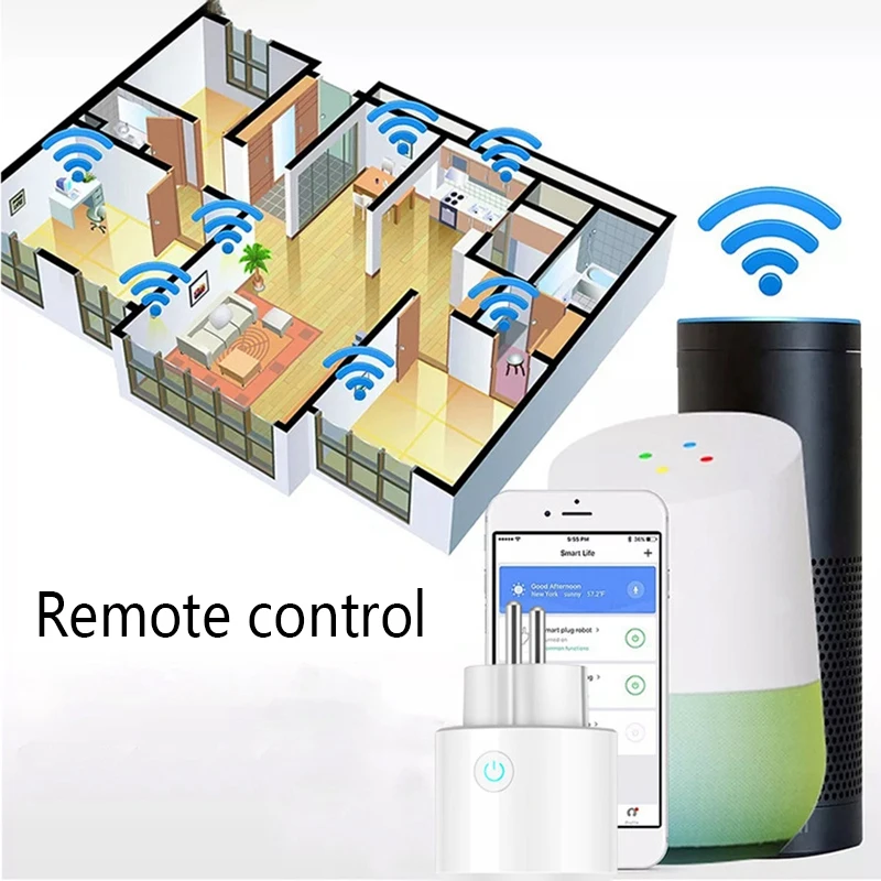 FFYY-Zapo W31 Smart Socket Wifi Mobile Phone Timer Switch Socket Remote Control Smart Home for Alexa(Eu Plug
