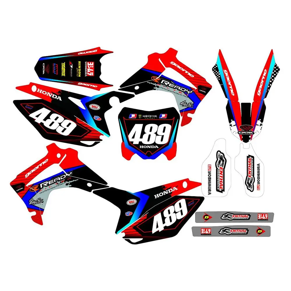 

New Full Graphics Decals Stickers Custom Number Name 3M Bright Stickers Waterproof For HONDA CRF450R 2013 2014 2015 2016