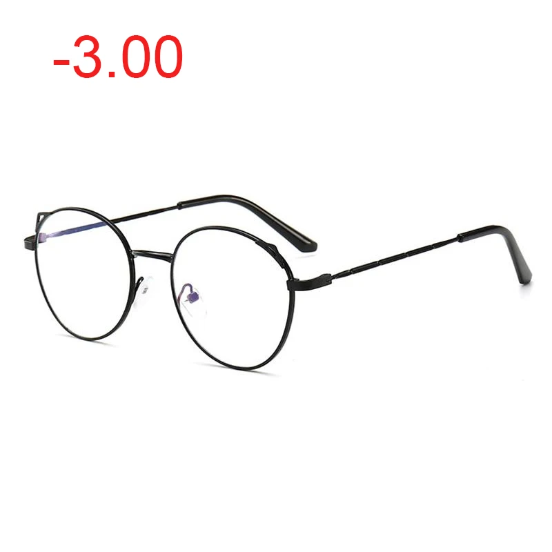 black -3.00 Женские очки "кошачий глаз" для близорукости, для женщин, металлическая оправа, оптические модные очки по рецепту, компьютерные очки - Цвет оправы: black -3.00
