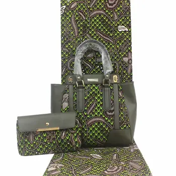 

2020 African bags for women handbag high quality wax bag set match Ankara african wax print fabric for women dresses 6 yard/lot