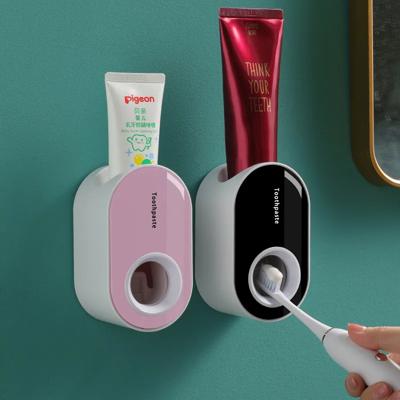 Wall Mount Automatic Toothpaste Dispenser Bathroom Accessories Set Toothpaste Squeezer Dispenser Bathroom Toothbrush Holder 3