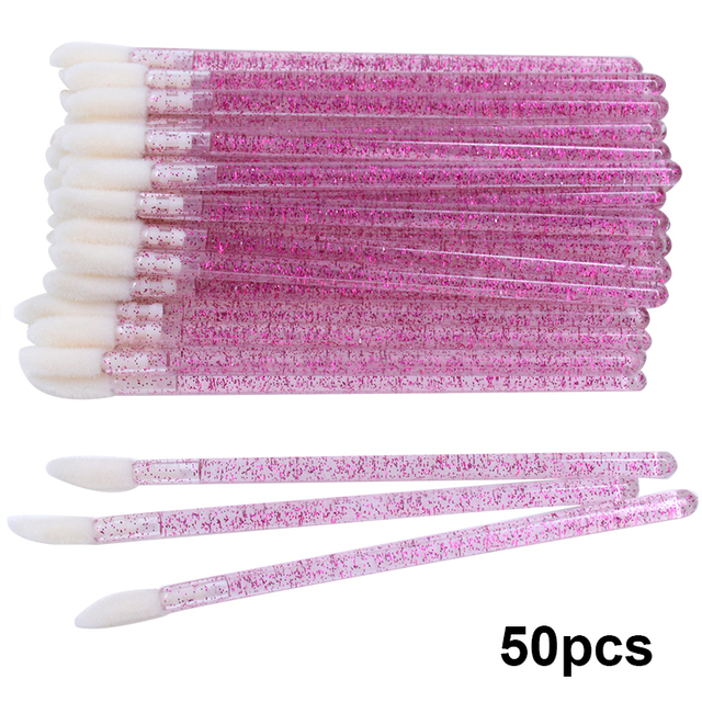 50pcs Diposable Lip Brush Makeup Mascara Wands Lipstick Micro Brushes Applicators Cleaner