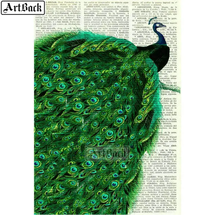 Animal diamond painting peacock newspaper green icon 5d full square cross stitch diy mosaic 3d embroidery sticke | Дом и сад