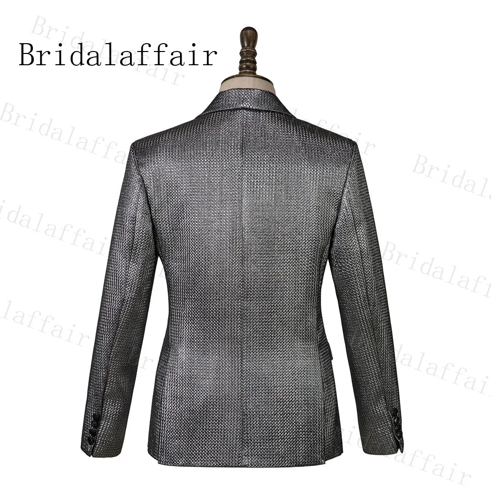 Bridalaffair стиля хэви-метал мужские костюмы синяя лента черный уникальный свадебный дизайн мужской смокинг жениха костюм элегантное платье 3 шт