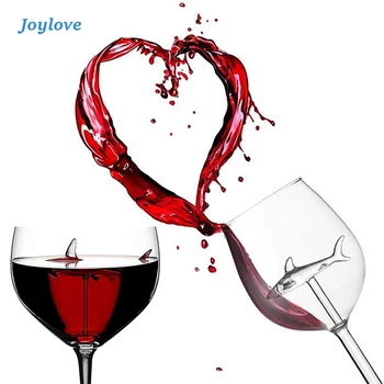 

JOYLOVE Luxurious Italian Red Wine Glasses Shark Inside Creative Goblet Glass Crystal Clear For Home Bars Party